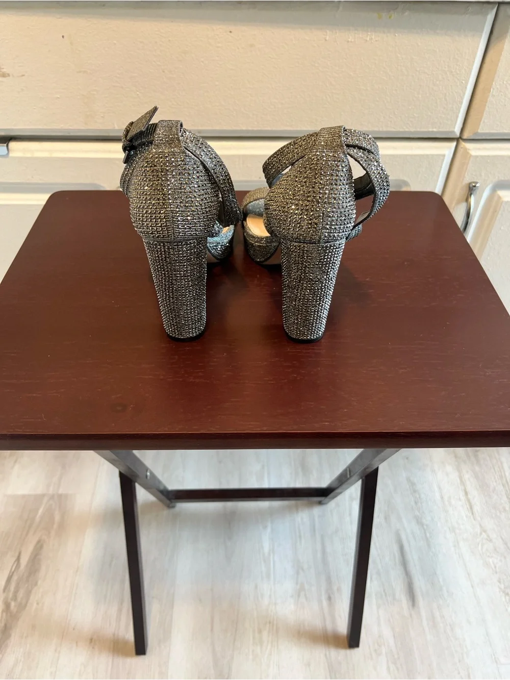 Limelight Women's Lainey Sparkle Platform Block Heel Pewter Sandals Size 7